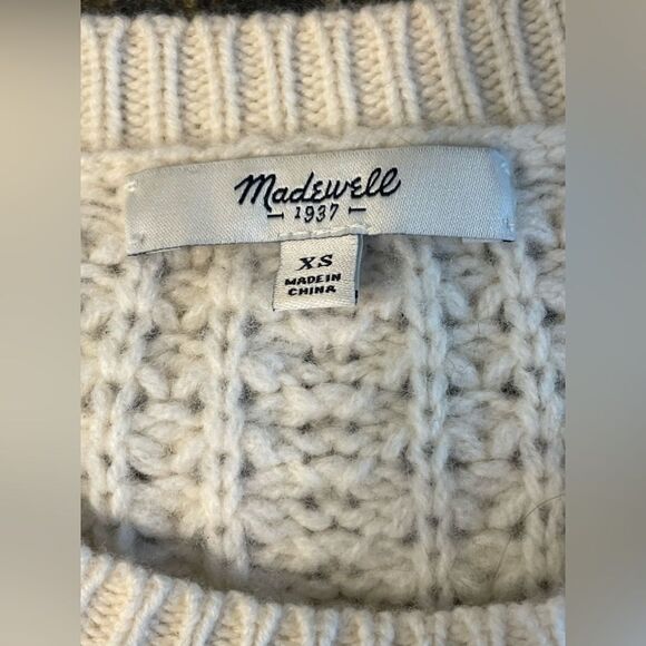 Madewell Wool Cable Knit Sweater/Shirt Mix XS - Picture 5 of 6